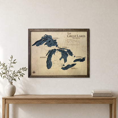 Great Lakes Wood Map — room mockup [MC20261006 q4224 331650cc74ad]