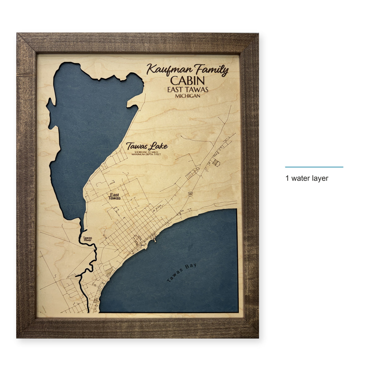 Tawas Lake, East Tawas, Michigan Wood Map — style-labeled photo [MC20261006 q4229 7df26f6712ba]
