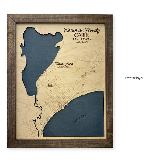 Tawas Lake, East Tawas, Michigan Wood Map — style-labeled photo [MC20261006 q4229 7df26f6712ba]