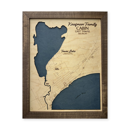 Tawas Lake, East Tawas, Michigan Wood Map — plain-background photo [MC20261006 q4229 6a4d4008e208]