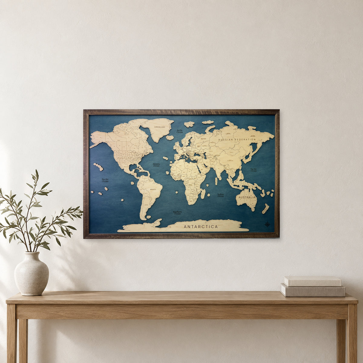 World Travel Wood Map — room mockup [MC20261006 q4234 6689311acbef]