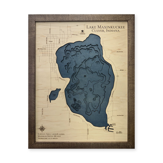 Lake Maxinkuckee, Indiana Wood Map — multilayer main photo [MC20261006 q4241 24a8aba5866e]