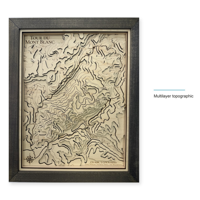 Tour du Mont Blanc Topographic Wood Map — style-labeled photo [MC20261006 q4246 57064a8e511a]