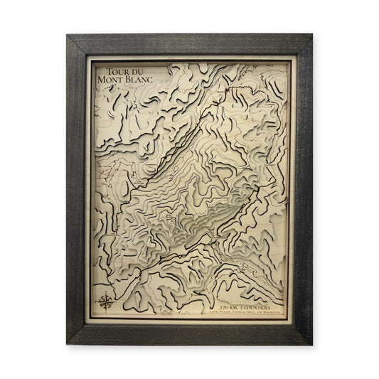 Tour du Mont Blanc Topographic Wood Map — plain-background photo [MC20261006 q4246 9d3293310ce6]