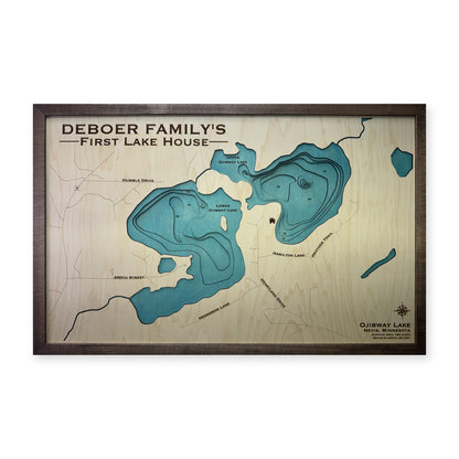 Ojibway Lake, Nevis, Minnesota Wood Map — plain-background photo [MC20261006 q4262 1e3d367770c0]
