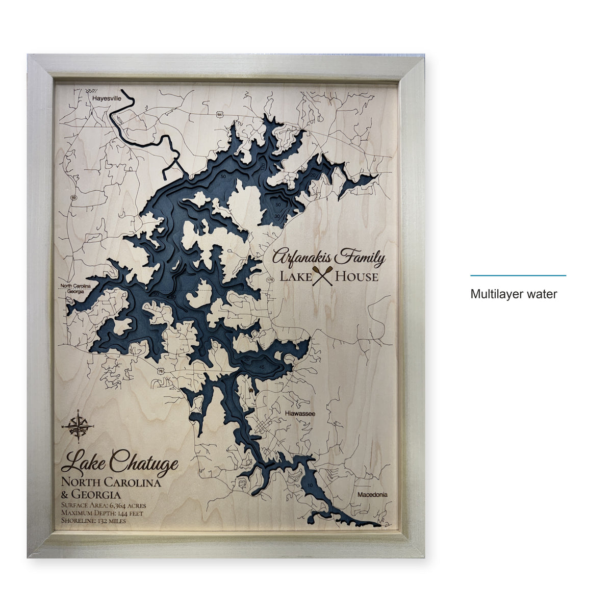Lake Chatuge, North Carolina / Georgia Wood Map — style-labeled photo [MC20261006 q4264 11e6541f1df4]