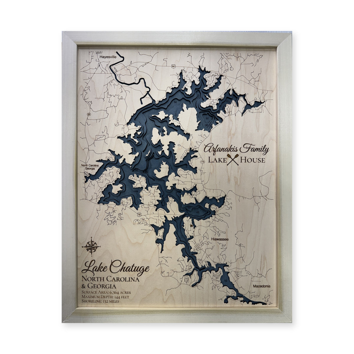 Lake Chatuge, North Carolina / Georgia Wood Map — multilayer main photo [MC20261006 q4264 f64ef6227614]
