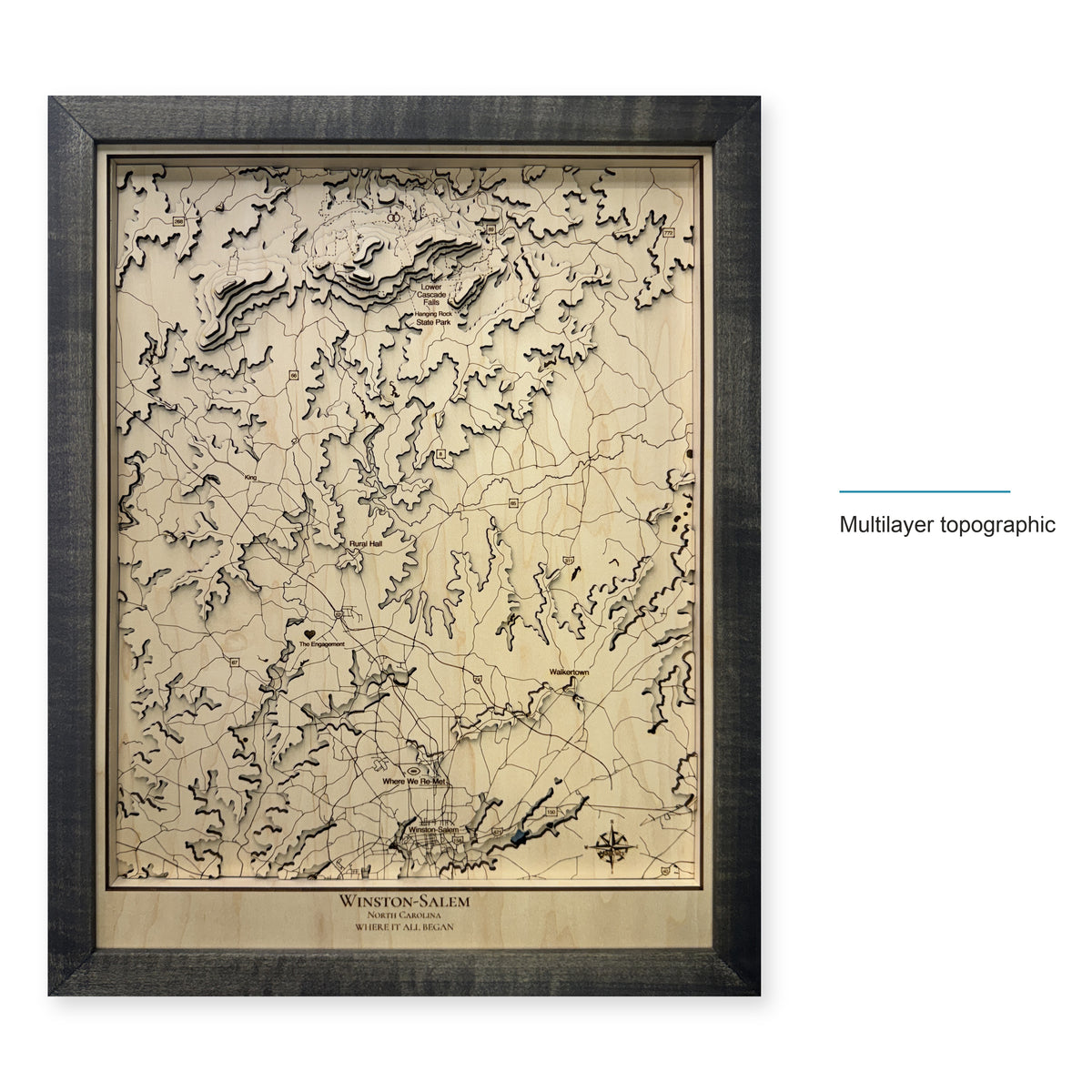 Winston-Salem, North Carolina Topographic Wood Map — style-labeled photo [MC20261006 q4272 cc2e395bb4e9]