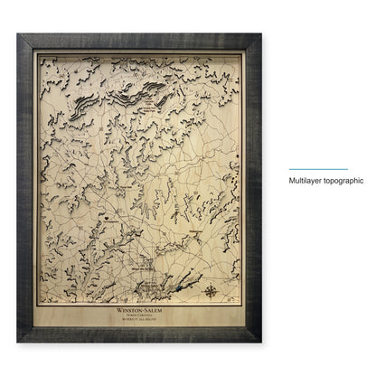 Winston-Salem, North Carolina Topographic Wood Map — style-labeled photo [MC20261006 q4272 cc2e395bb4e9]