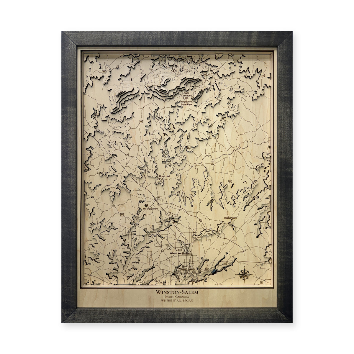 Winston-Salem, North Carolina Topographic Wood Map — plain-background photo [MC20261006 q4272 1250ea5dda56]