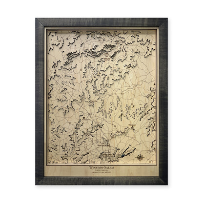 Winston-Salem, North Carolina Topographic Wood Map — plain-background photo [MC20261006 q4272 1250ea5dda56]