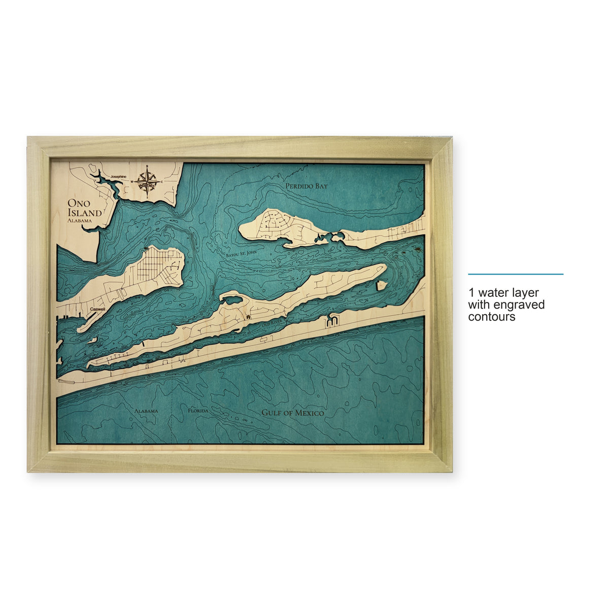 Perdido Bay, Alabama and Florida Wood Map — style-labeled photo [MC20261006 q4288 52019d91556f]