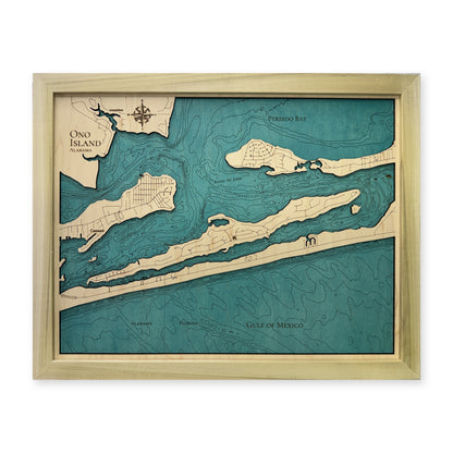 Perdido Bay, Alabama and Florida Wood Map — 1 water layer with engraved contours main photo [MC20261006 q4288 aae7780e3813]