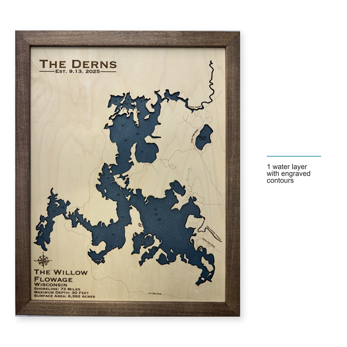 Willow Flowage, Wisconsin Wood Map — style-labeled photo [MC20261006 q4294 932358b3305e]