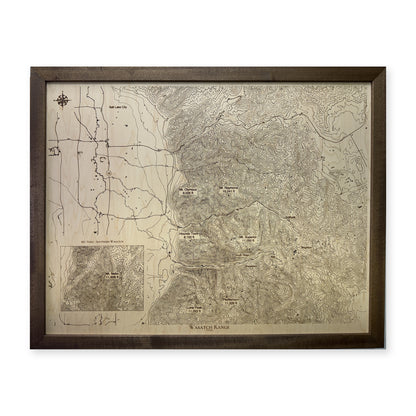Wasatch Range, Utah Topographic Wood Map — plain-background photo [MC20261006 q4295 d373708940c9]