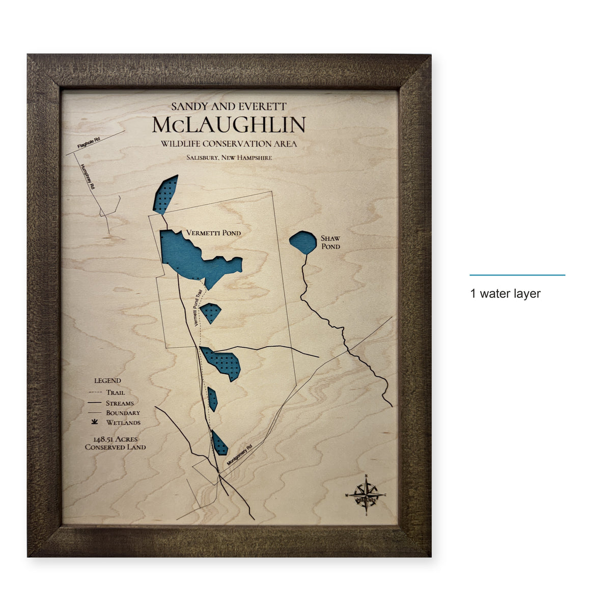 McLaughlin Wildlife Conservation Area, Salisbury, New Hampshire Wood Map — style-labeled photo [MC20261006 q4298 d74ebd4fb20f]