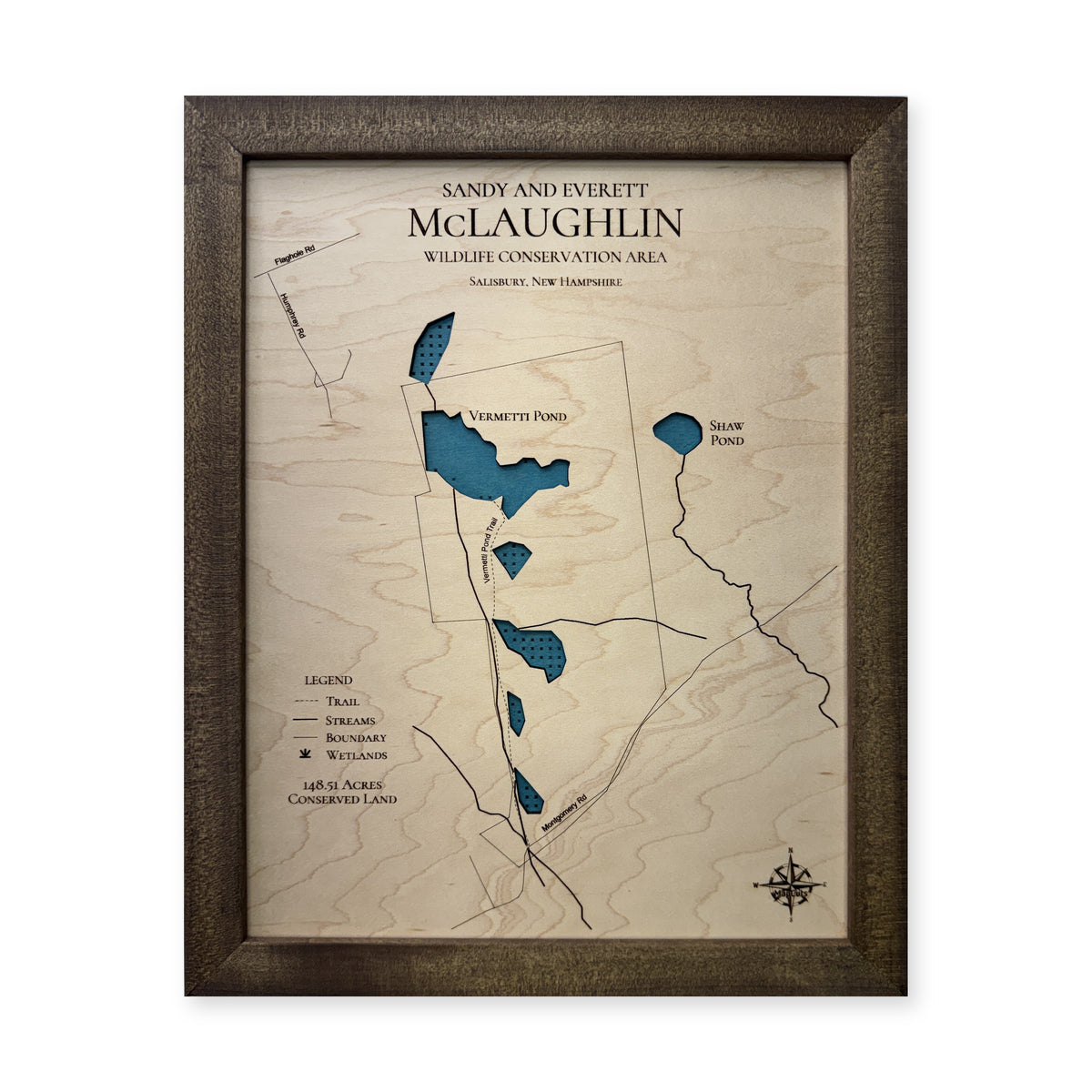 McLaughlin Wildlife Conservation Area, Salisbury, New Hampshire Wood Map — plain-background photo [MC20261006 q4298 1fd4e4e2d979]