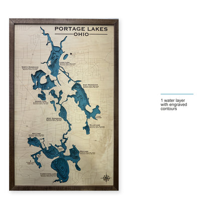 Portage Lakes, Summit County, OH, Wood Map — style-labeled photo [MC20261006 q4299 376a52b1ea2c]