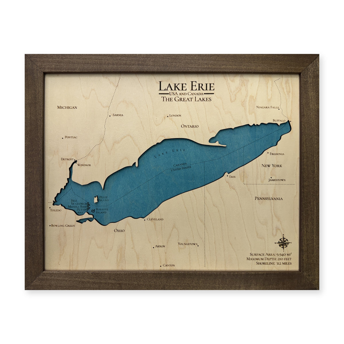 Lake Erie Wood Map — 1 water layer main photo [MC20261006 q4312 a769375d694f]