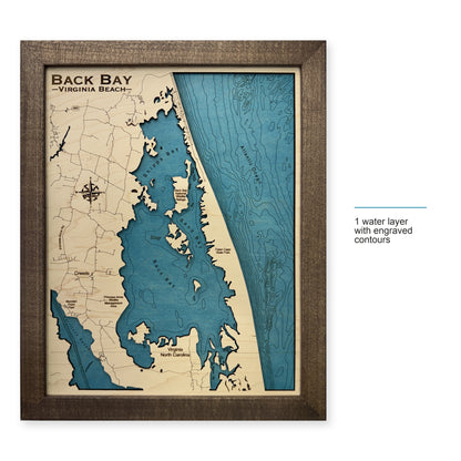 Back Bay, Virginia Beach, Virginia Wood Map — style-labeled photo [MC20261006 q4315 108a17b22625]