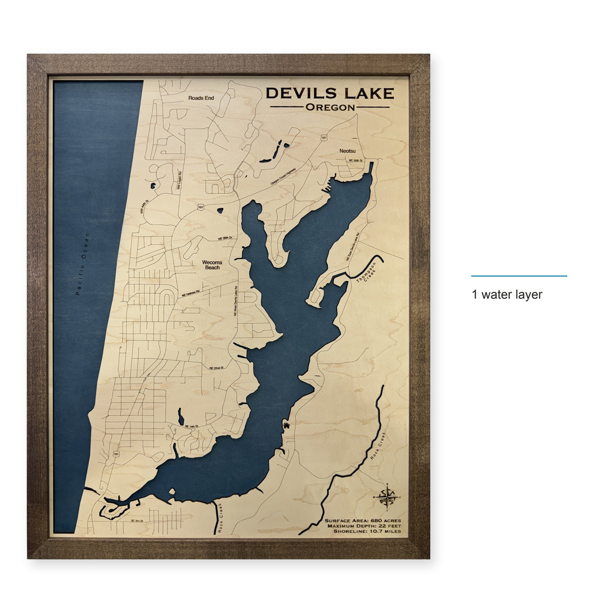 Devils Lake, Oregon Wood Map — style-labeled photo [MC20261006 q4320 81ac831d25e0]