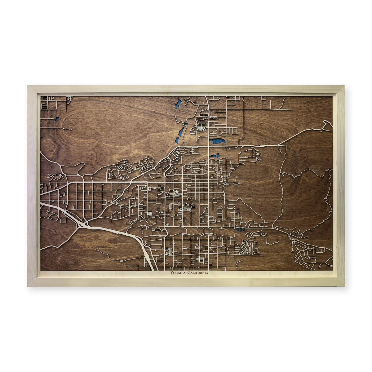 Yucaipa, California Wood City Map — plain-background photo [MC20261006 q4333 4b0dfc2cf376]