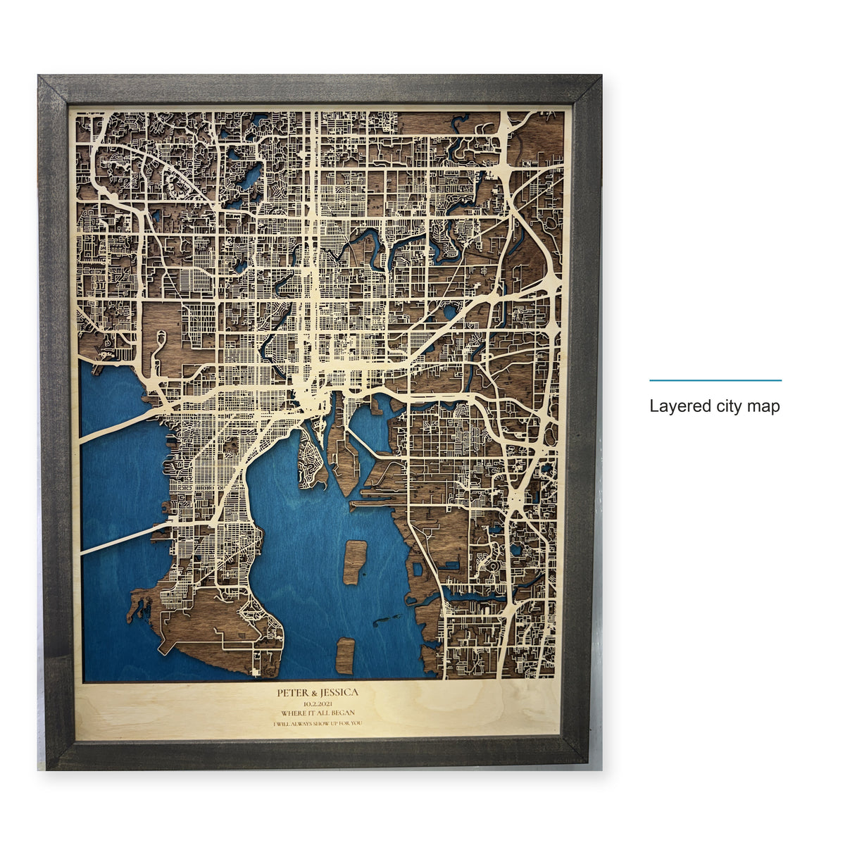 Tampa Bay Florida Peter and Jessica Layered City Wood Map — style-labeled photo [MC20261006 q4344 8f54b482c130]