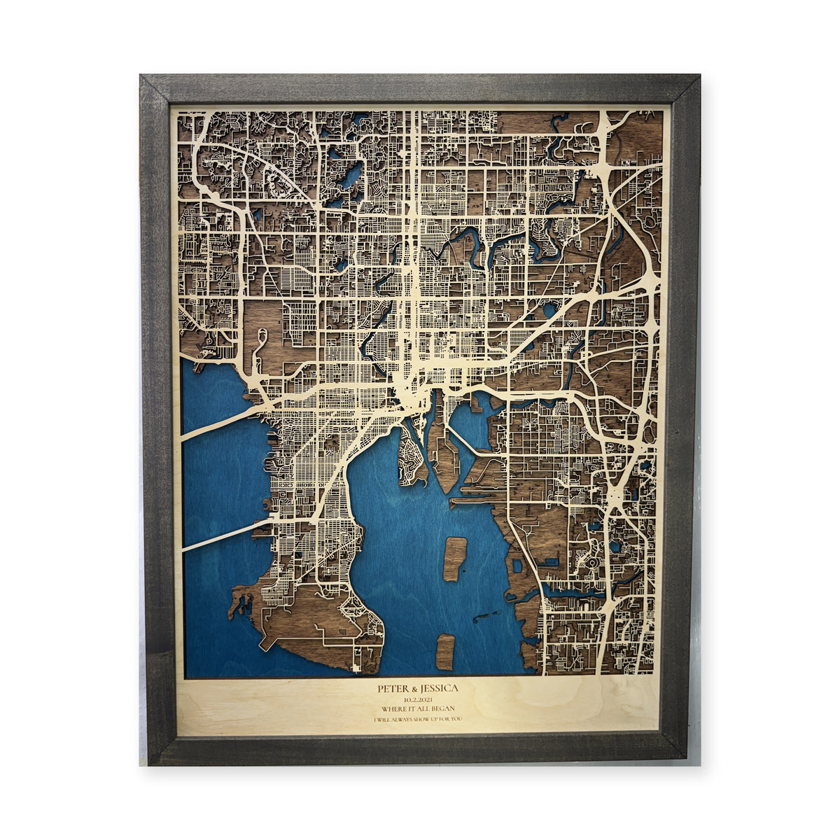 Tampa Bay Florida Peter and Jessica Layered City Wood Map — Layered city map main photo [MC20261006 q4344 7a8582c5ef2f]