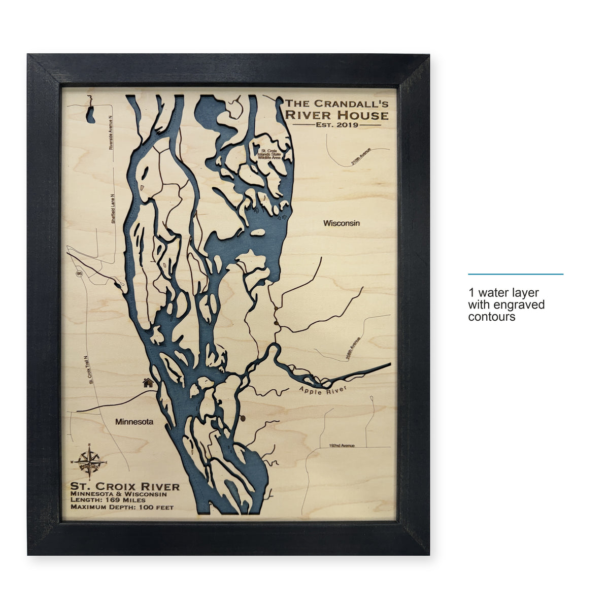 St. Croix River, Minnesota and Wisconsin Wood Map — style-labeled photo [MC20261006 q4350 7dafdf13bbaf]