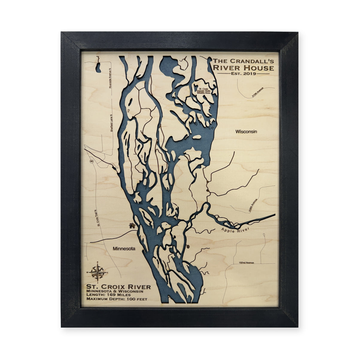 St. Croix River, Minnesota and Wisconsin Wood Map — plain-background photo [MC20261006 q4350 8589b5a09c98]
