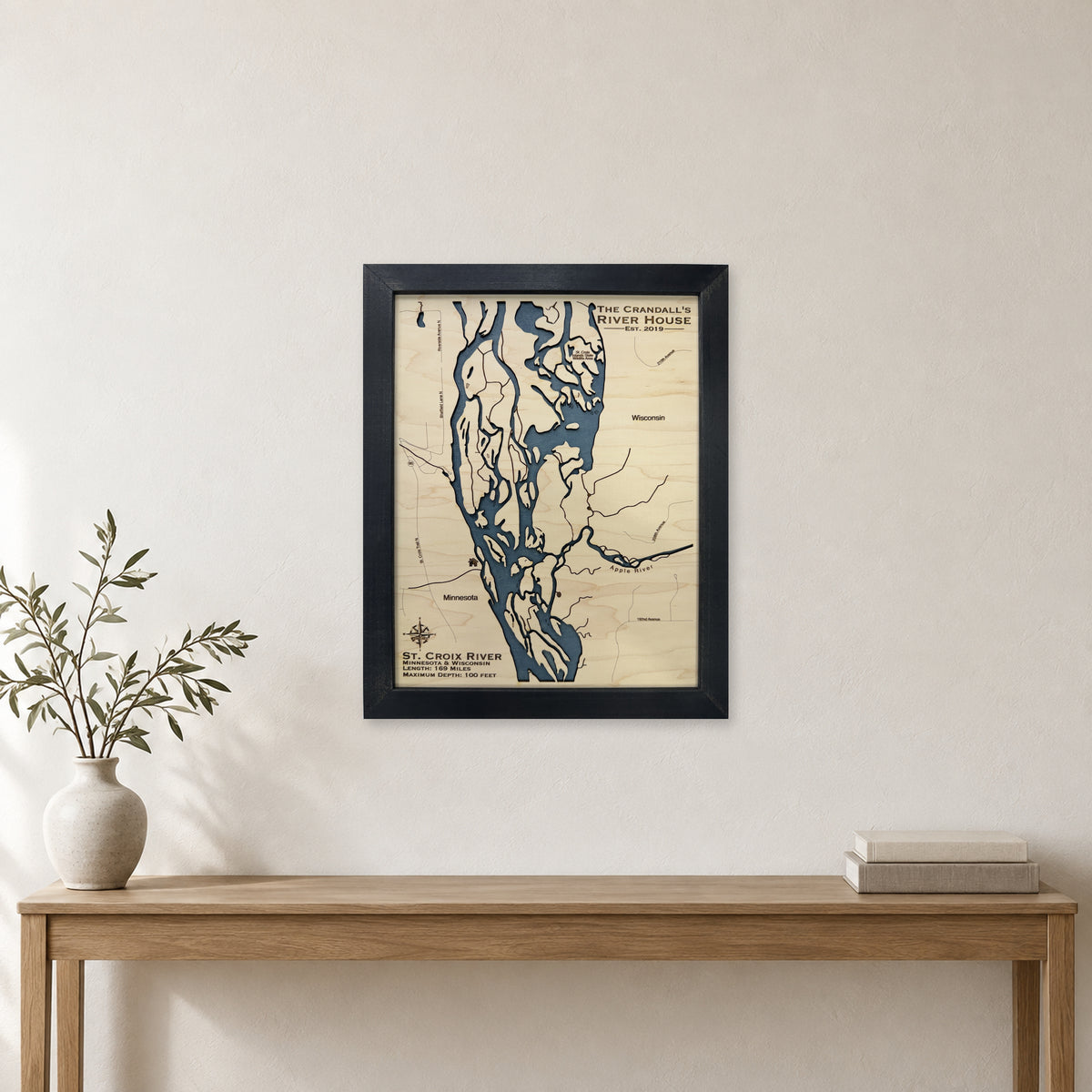 St. Croix River, Minnesota and Wisconsin Wood Map — room mockup [MC20261006 q4350 8a29f07410e4]