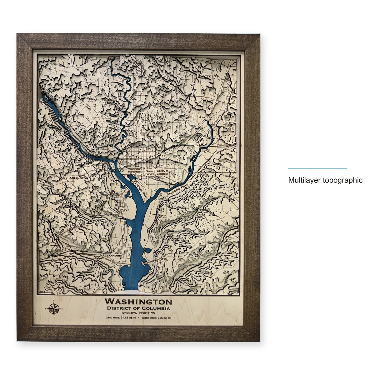 Washington, District of Columbia Topographic Wood Map — style-labeled photo [MC20261006 q4359 f445a0806953]