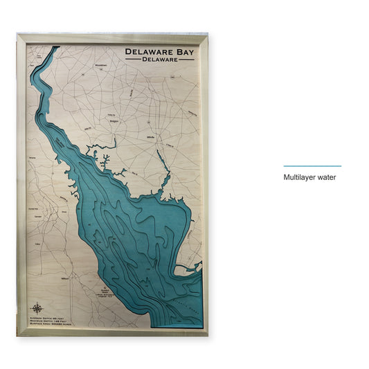 Delaware Bay, Delaware and New Jersey Wood Map — style-labeled photo [MC20261006 q4374 75af47045535]