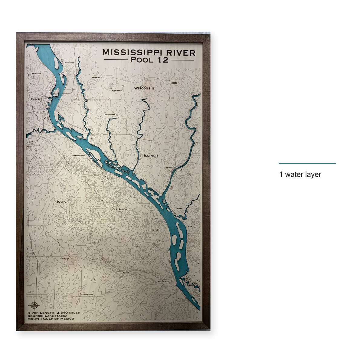 Mississippi River, Iowa Wood Map — style-labeled photo [MC20261006 q4380 df5e446e3920]