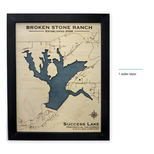Success Lake, Porterville, California Wood Map — style-labeled photo [MC20261006 q4398 0ec38e1805ae]