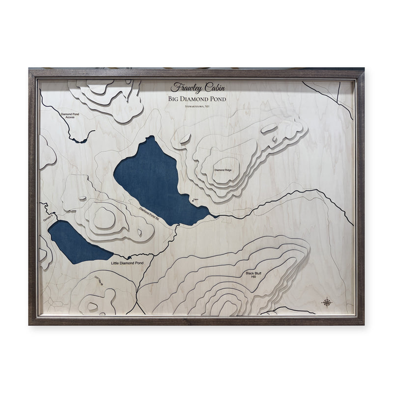 Big Diamond Pond, Stewartstown, New Hampshire Topographic Wood Map — plain-background photo [MC20261006 q4401 4449d10387a7]