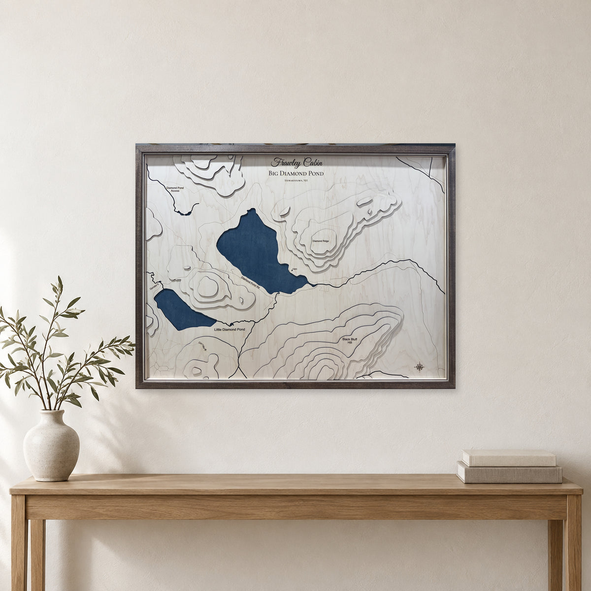 Big Diamond Pond, Stewartstown, New Hampshire Topographic Wood Map — room mockup [MC20261006 q4401 fc69ee3b6bd5]