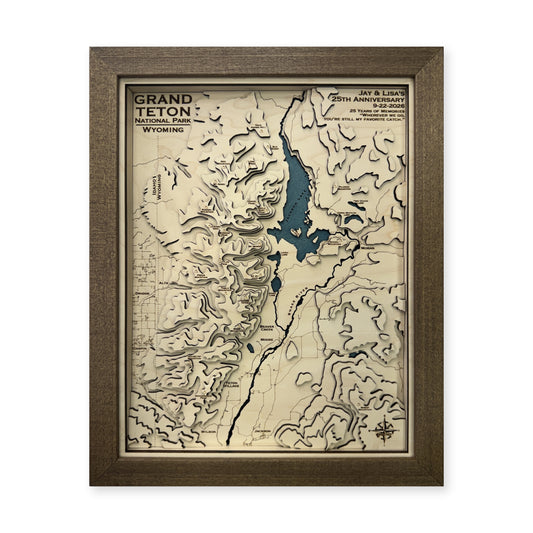 Grand Teton National Park, Wyoming Topographic Wood Map — Multilayer topographic main photo [MC20261006 upright 3da889536012]