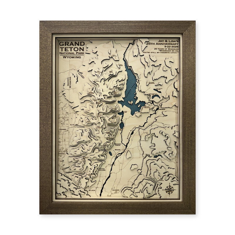 Grand Teton National Park, Wyoming Topographic Wood Map — Multilayer topographic main photo [MC20261006 upright 3da889536012]