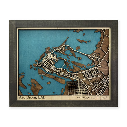 Abu Dhabi United Arab Emirates Wood City Map — plain-background photo [MC20261007 legacy 82e2b63fe127]