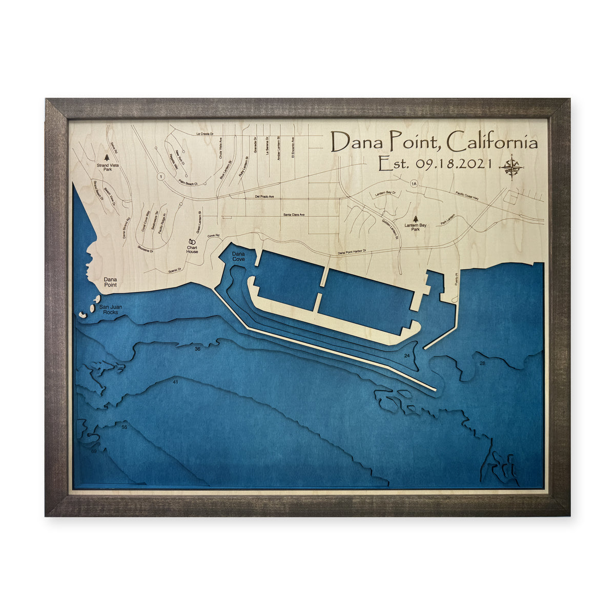 Dana Point California Multilayer Wood Map — plain-background photo [MC20261007 legacy 956456f22634]