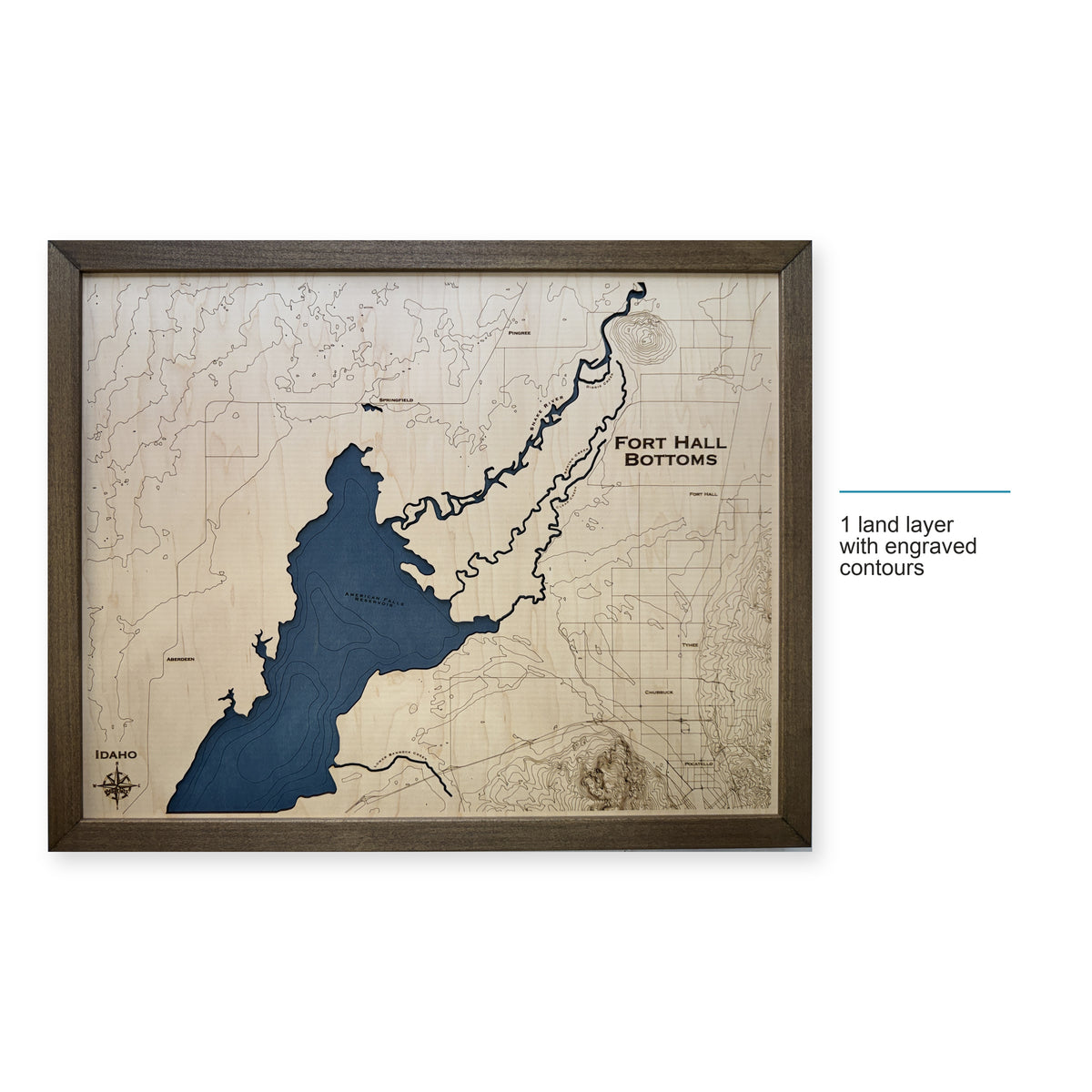 Fort Hall Bottoms Idaho Topographic Wood Map — style-labeled photo [MC20261007 legacy f2efcd9fd3fb]