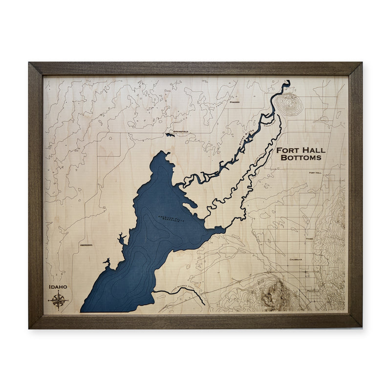 Fort Hall Bottoms Idaho Topographic Wood Map — plain-background photo [MC20261007 legacy 8003ae117f08]