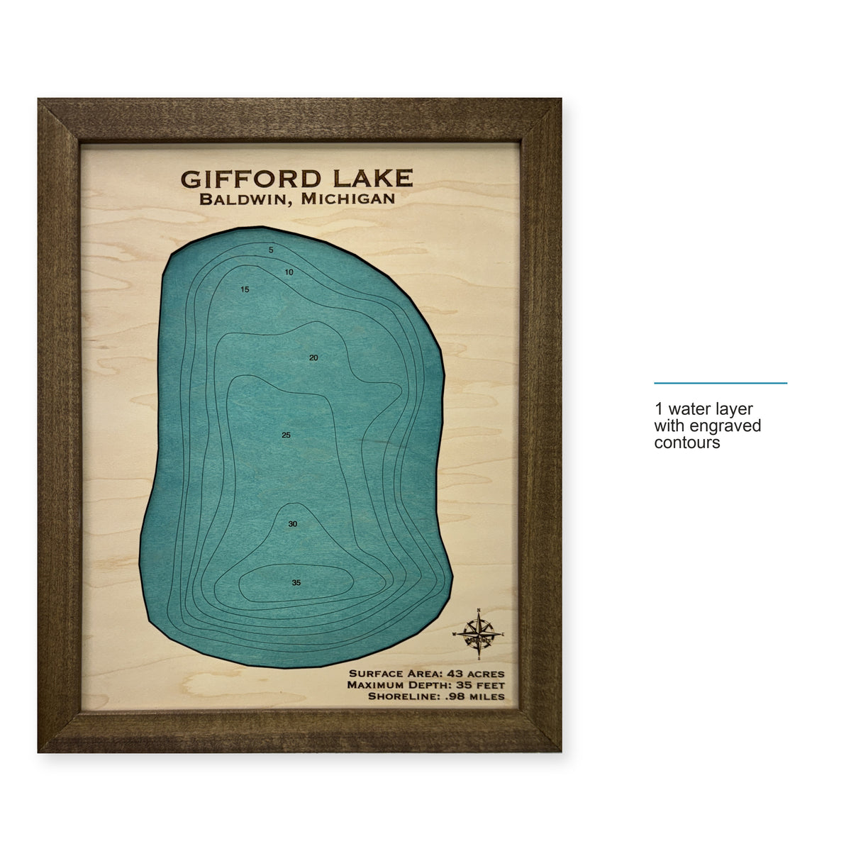 Gifford Lake Baldwin Michigan Wood Map — style-labeled photo [MC20261007 legacy e1789e6b11f3]