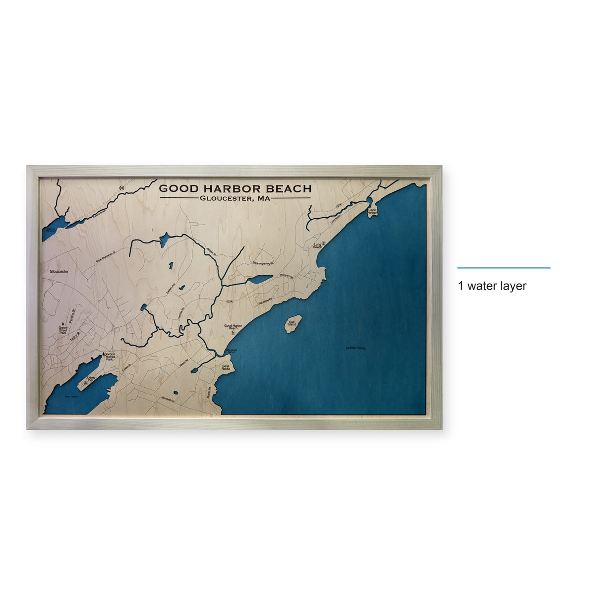 Good Harbor Beach Gloucester Massachusetts Wood Map — style-labeled photo [MC20261007 legacy 378f848fe706]