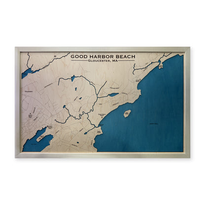 Good Harbor Beach Gloucester Massachusetts Wood Map — plain-background photo [MC20261007 legacy 96faa1b3f0c0]