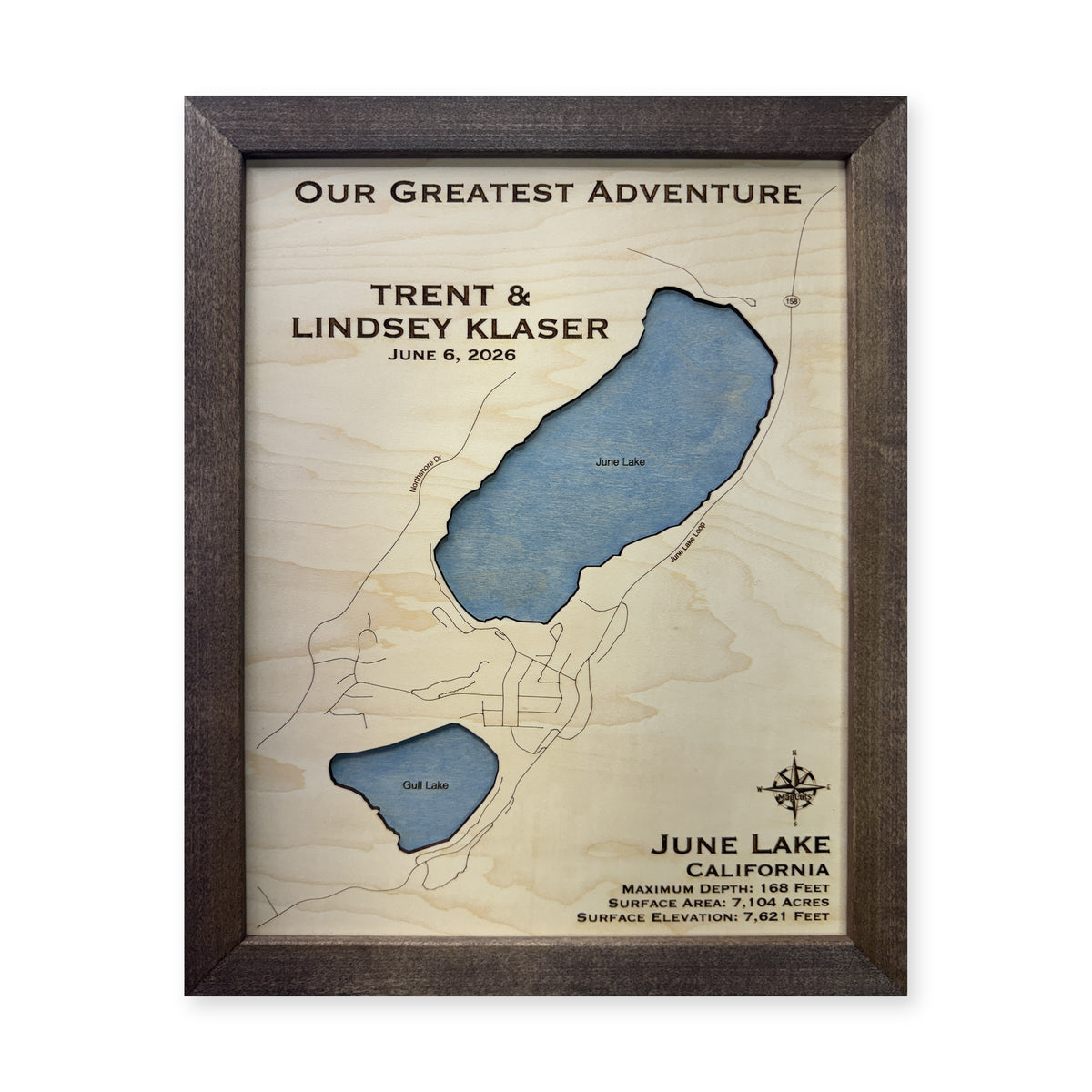 June Lake California Wood Map — plain-background photo [MC20261007 legacy 22476bc581d5]