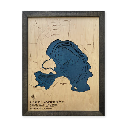 Lake Lawrence Yelm Washington Multilayer Wood Map — plain-background photo [MC20261007 legacy 448b9b758134]