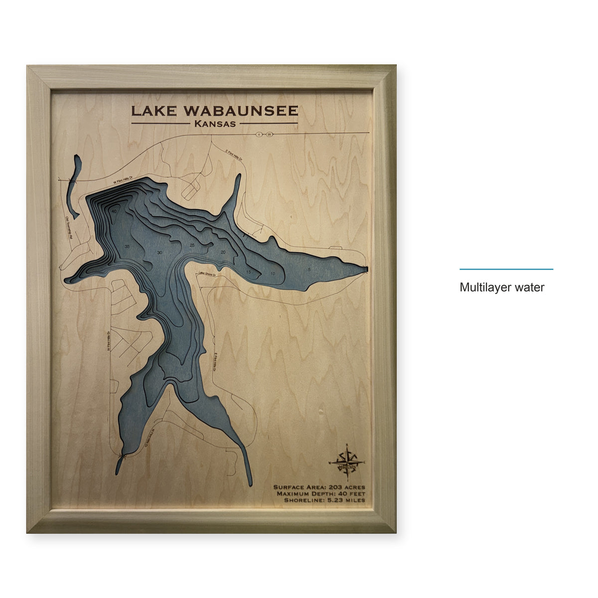Lake Wabaunsee Kansas Wood Map — style-labeled photo [MC20261007 legacy d5af74301f36]