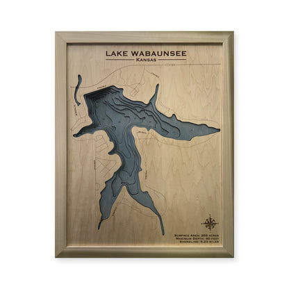 Lake Wabaunsee Kansas Wood Map — plain-background photo [MC20261007 legacy e236a6fbfe21]